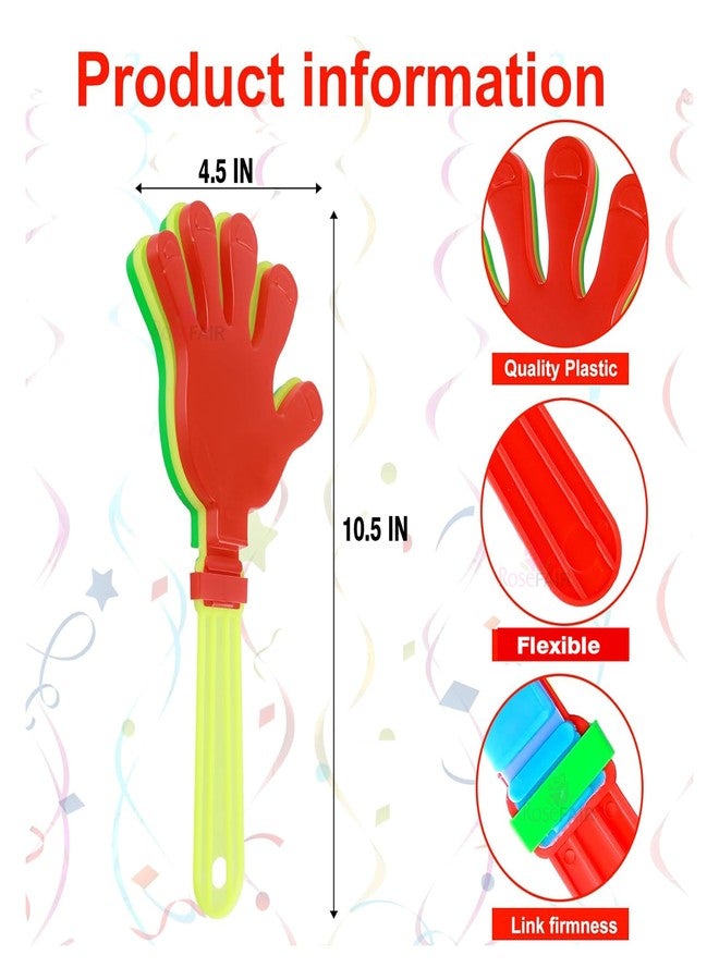ROSEFAIR Hand Clapper Noisemakers, 10.5 Inch Plastic Clapping Hands, Party Game Accessories, Set for Events and Party Cheering Props Hands Clapping Toy - Multicolor (PACK OF 10) - Image 4